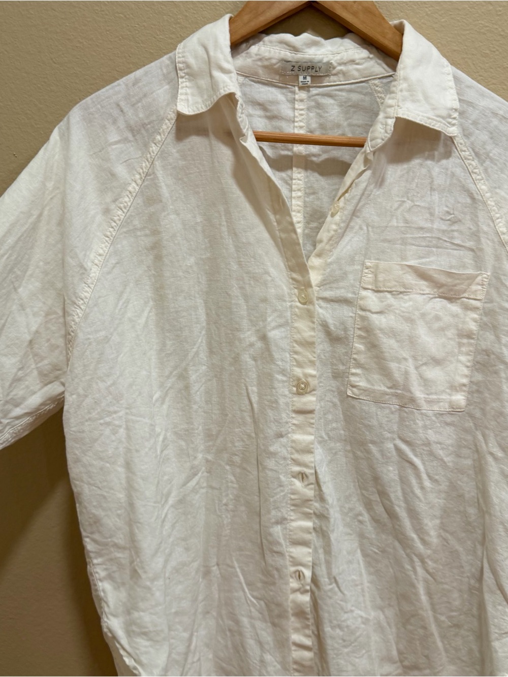 Z Supply Ivory Button-Down Shirt Linen Blend Medium - Picture 11 of 15